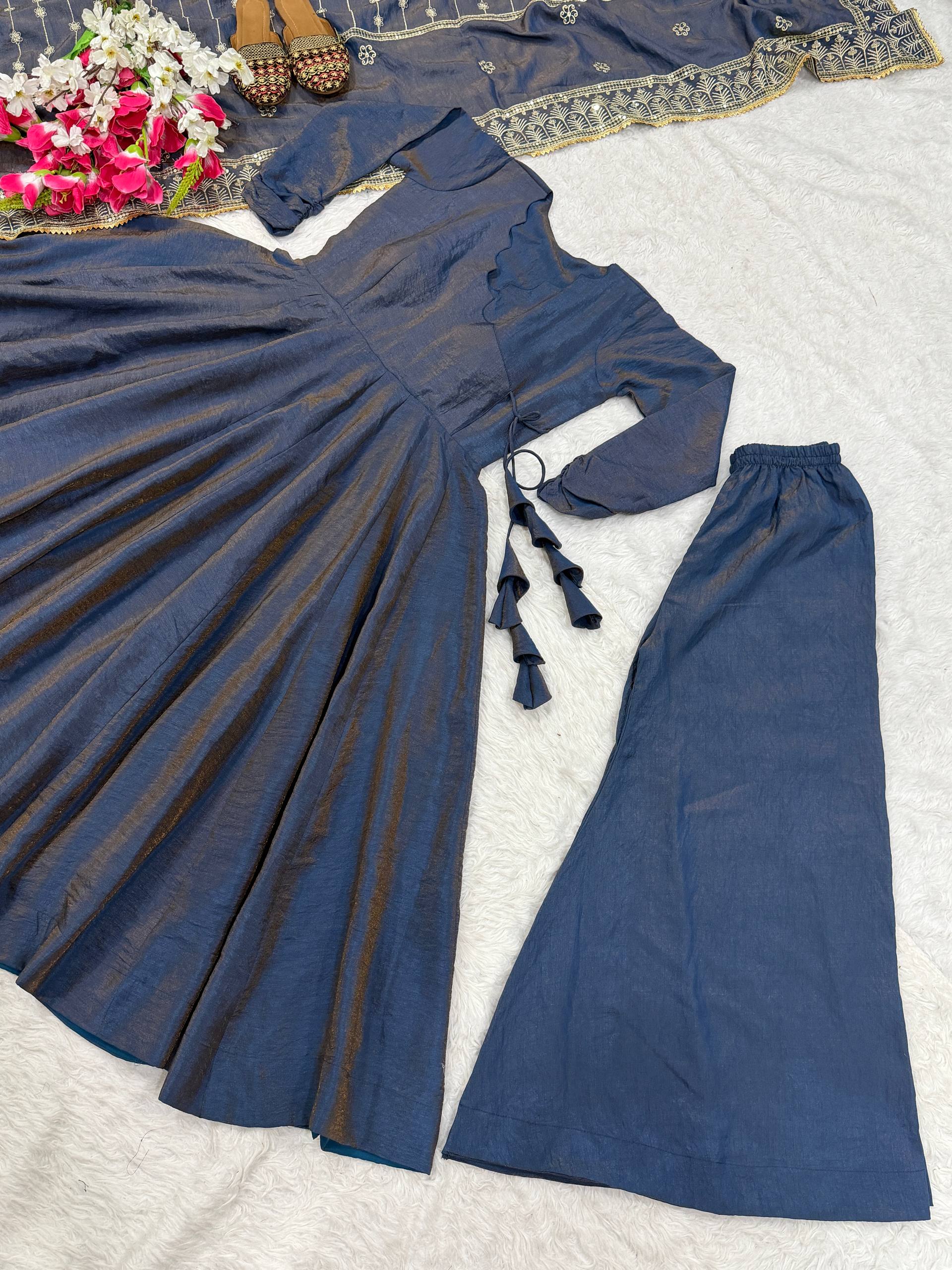 The Sovereign Teal Heritage Anarkali